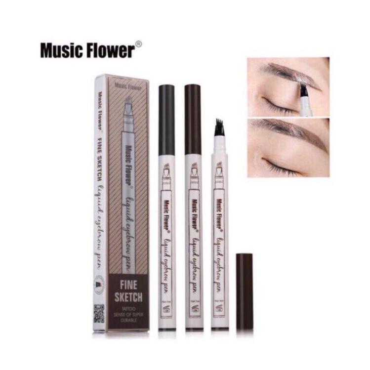 Music Flower Brand Makeup Fine Sketch Liquid Eyebrow Pen Waterproof Eyebrow Tattoo (Brown) Philippines