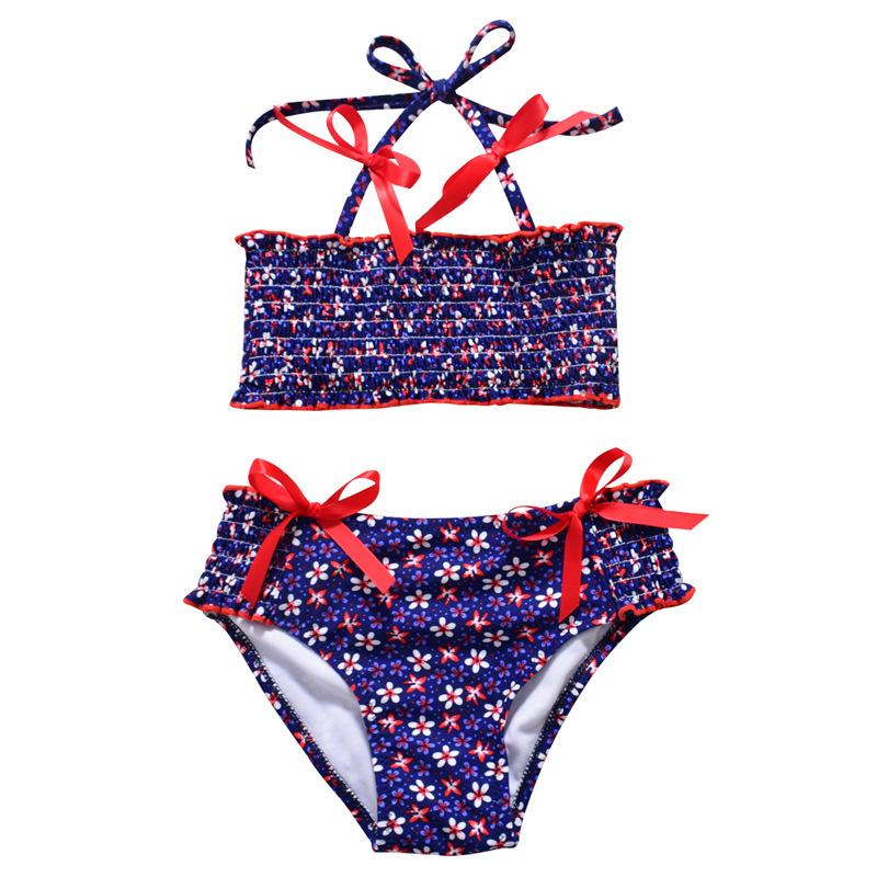 2018 anak-anak baru perpecahan baju renang bikini tempat pabrik grosir langsung orangtua-anak baju renang Floral