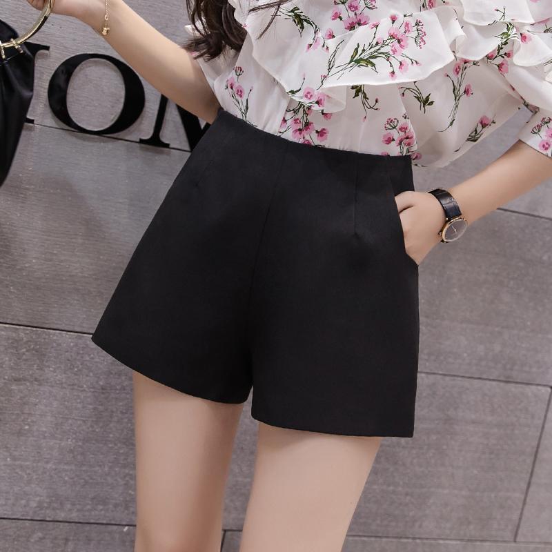 Korean-style chiffon black female pants men's shorts