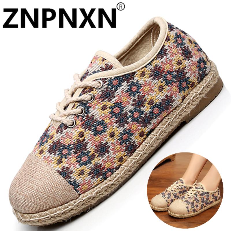 ZNPNXN Thailand Folk Style College Wind Women'S Shoes Flat Breathable Floral Cloth Shoes - intl