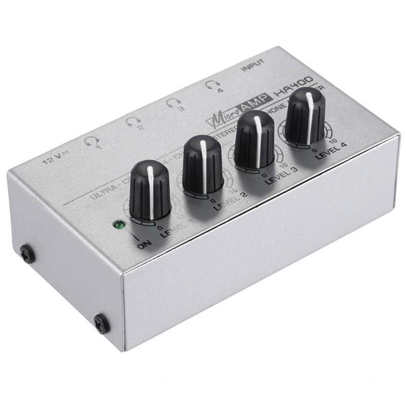 HA400 Ultra-compact 4 Channels Mini Audio Stereo Headphone Amplifier with Power Adapter