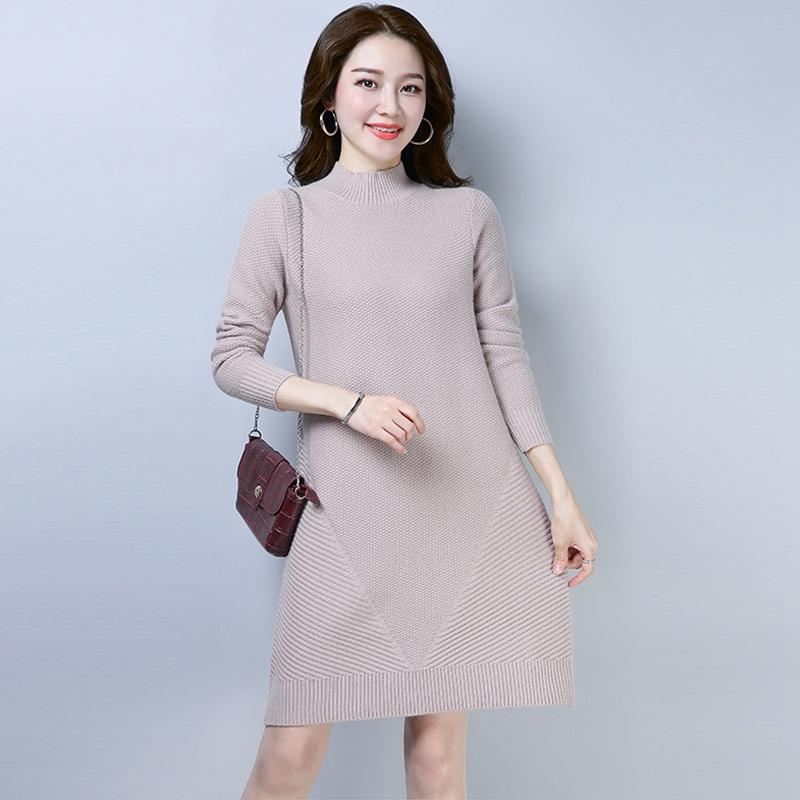 2018 musim gugur model baru rajutan gaun longgar Gaya Korea Terlihat Langsing Elegan ukuran besar pasang sweaster pulover Baju Dalaman wanita