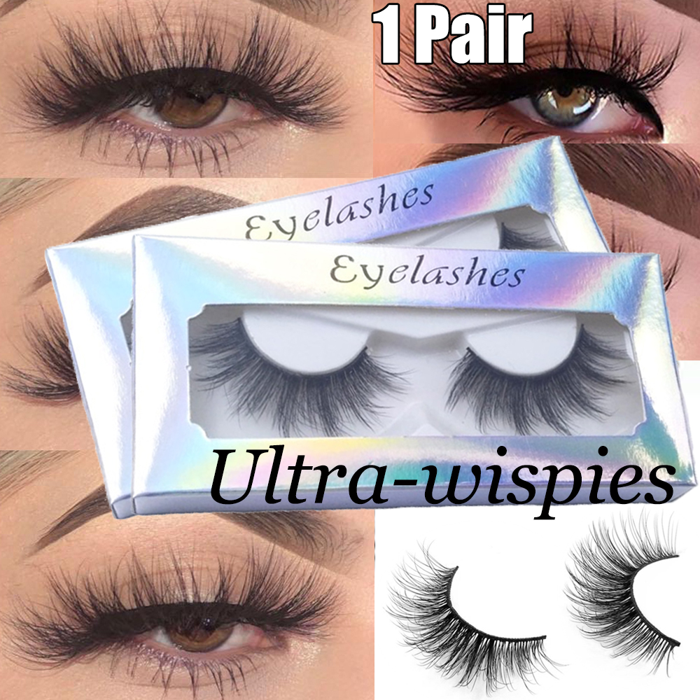 มุมแฟชั่น SKONHED 1คู่แฟชั่นผู้หญิง Ultra-Wispies Criss-Cross แต่งหน้า Handmade Lash 3D Mink Lash ขนตาปลอมธรรมชาติยาว