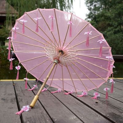 ญี่ปุ่นคอสเพลย์จีนร่มกลีบผ้าไหมการถ่ายภาพ Umberla Hanfu Tassels ร่มยามฝนร่มการ์ตูน Parapluie