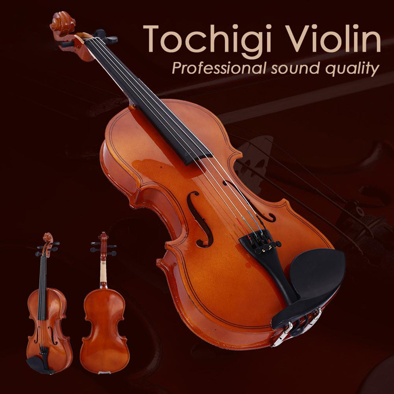 Hand-Made Acoustic Violin 4/4 Full Size Violin Kit Set with Bow Rosin for Adults Beginners