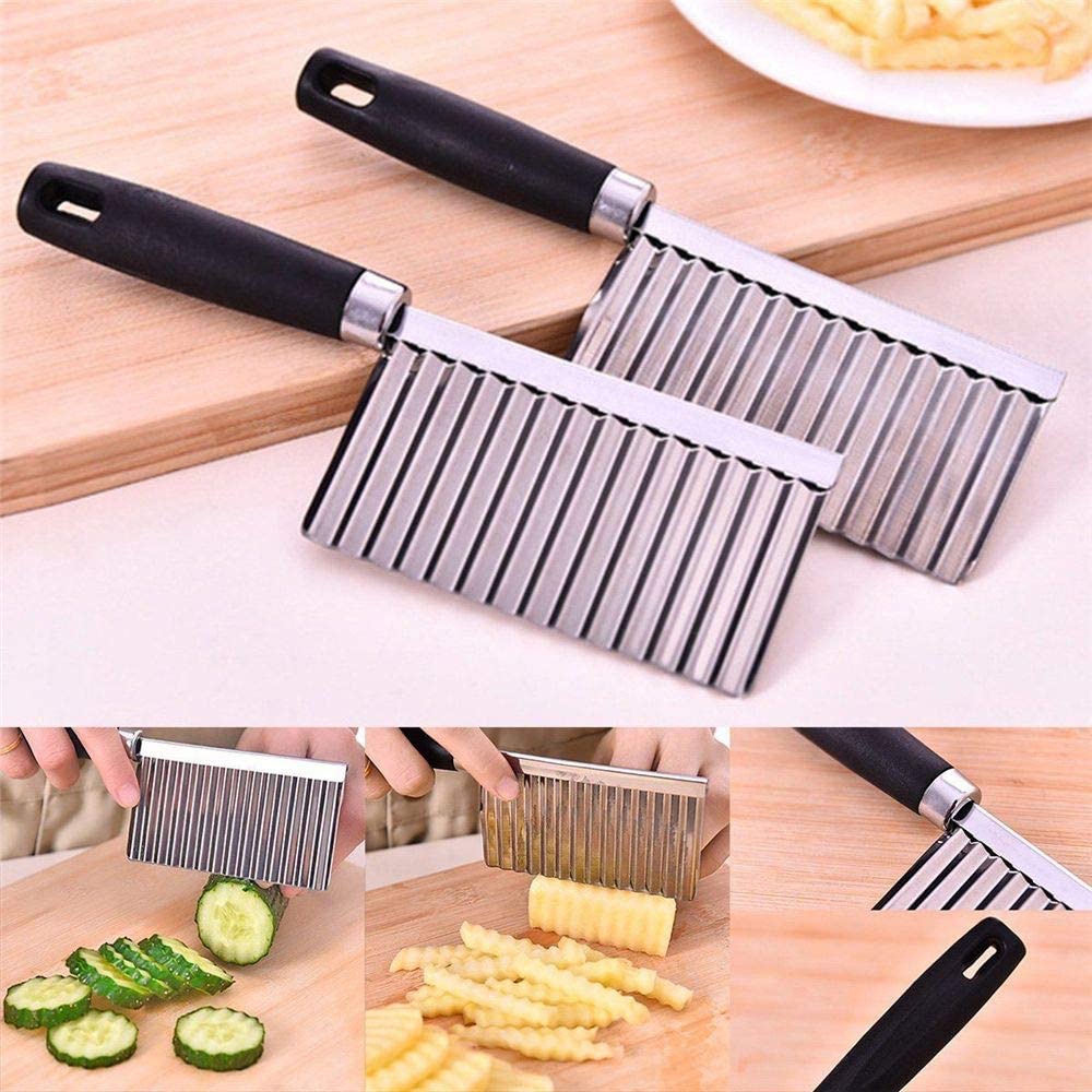 1Pc Crinkle Chip Cutter Potato Slicer Stainless Steel Corrugated Knife Wavy Cutter  French Fry Cutter Kitchen Gadget Cucumber Carrot Fruit Vegetable Tools  Lazada PH