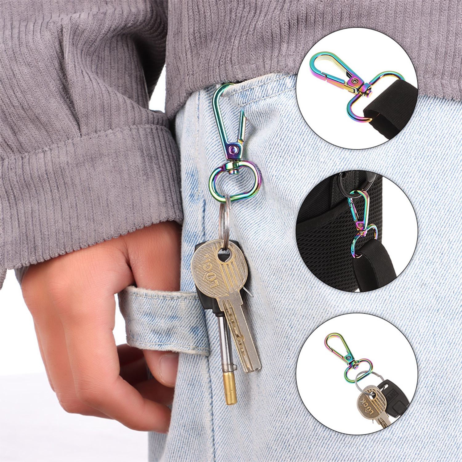 ZHANXENG498 5Pcs กุญแจคุณภาพสูงแหวนโซ่จูงสุนัขปลอกคอหัวเข็มขัดสายคล้องไหล่ Clasp กระเป๋าหนังหัวเข็มขัดหมุนกุ้งก้ามกรามกระเป๋าถือคลิป
