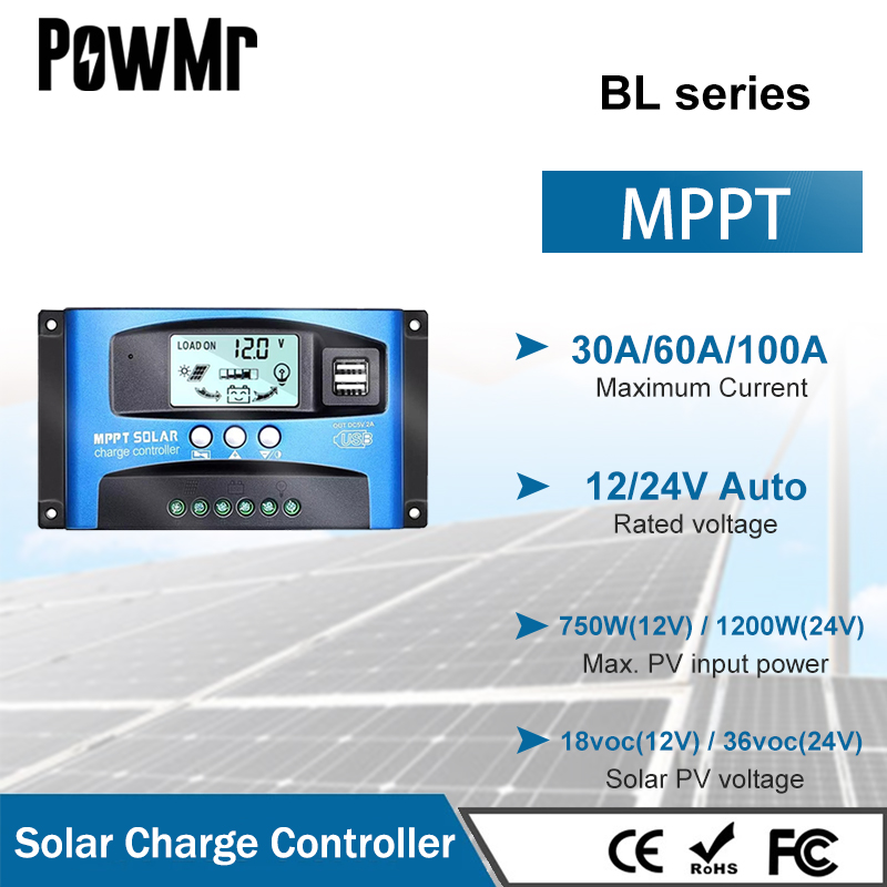 30A AOSHIKE 30A MPPT Solar Charge Controller with LCD Display,Multiple Load Control Modes,New Mppt Technical Maximum Charging Current 