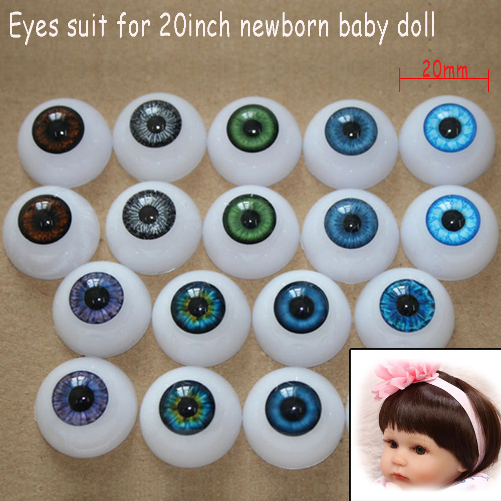 SWRJGM SHOP 1pair 20MM Kids Toy Accessories Real Like Animal Realistic Dolls Eyes Half Round Hollow 20inch new Baby Eyeballs