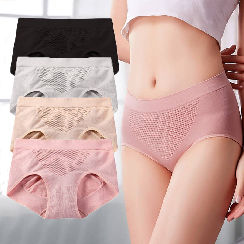 3D Breathable High Waist Cotton Hip Soft Stretch Panties Full