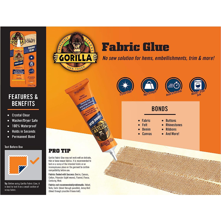 Gorilla Fabric Glue Clear – 2.5oz