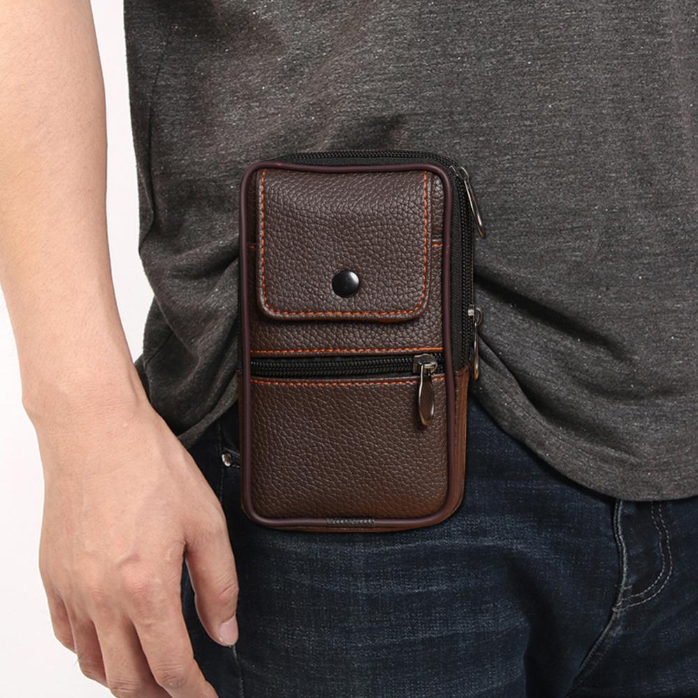 New Arrival Men Leather Waist Bag Outdoor Sports Running Business Solid