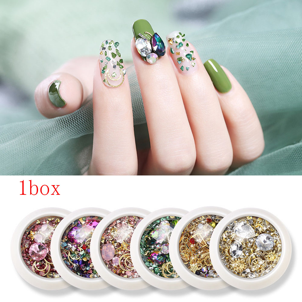 SEHLW953 New Manicure Mixed metal Women Beauty Glitter Diamonds Nail Rhinestones Nail Art Decoration 3D Crystal Stones