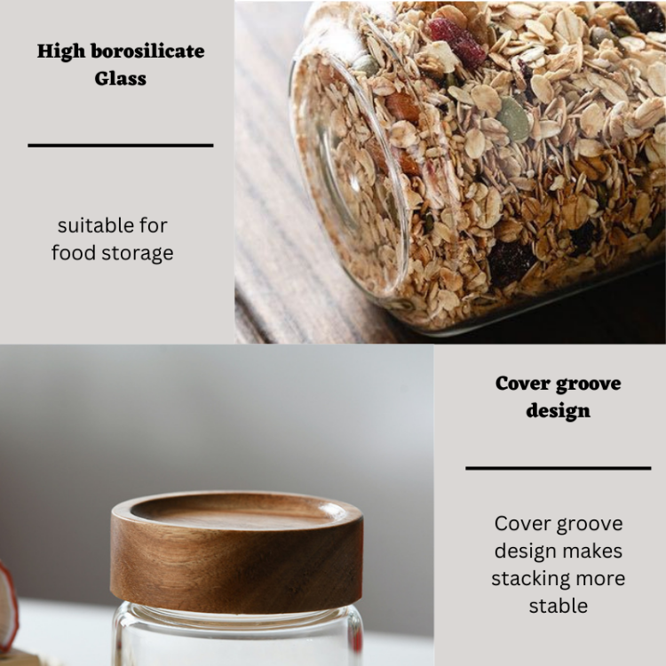 Tarro de cristal con tapa de madera hermético para alimentos_voghion.com