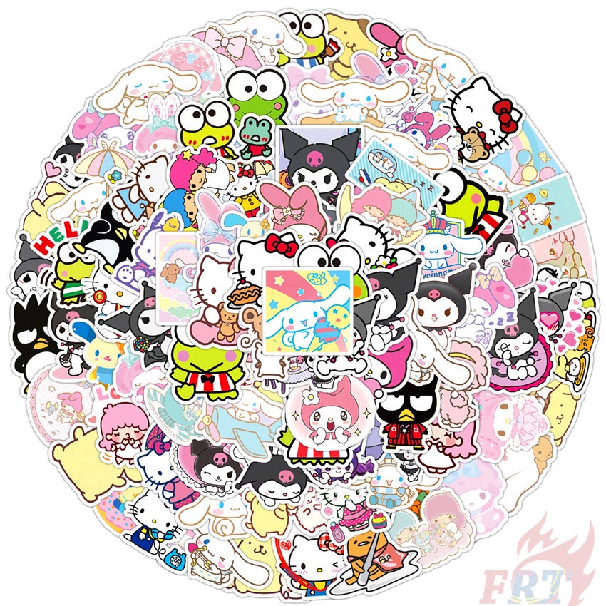 100pcs Mixed Sanrio Stickers Hello Kitty Cinnamoroll Kuromi My Melody  Waterproof