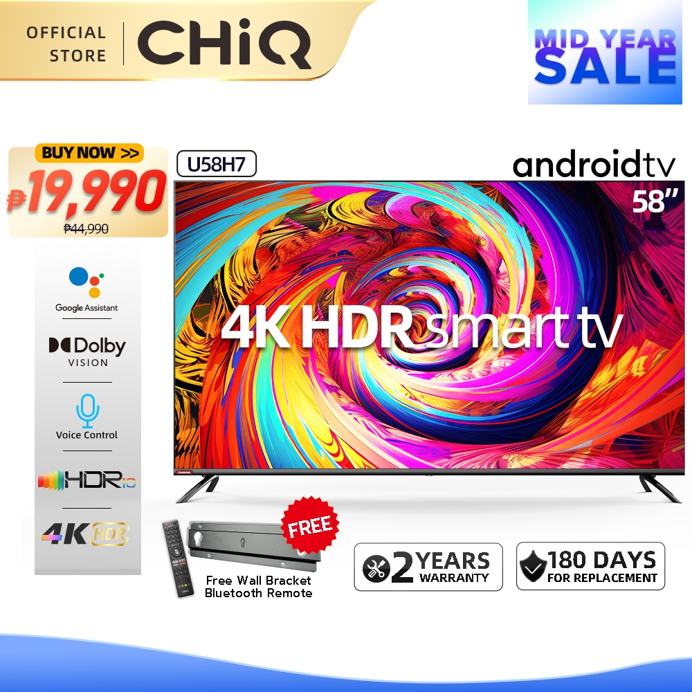 100 High-quality]□ CHiQ U58H7 58 Inch TV 4K UHD TV netflix flat screen with  Bracket