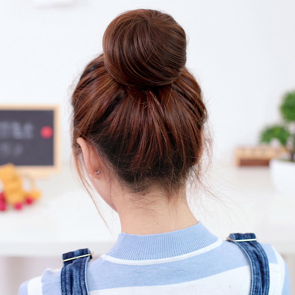 Clip Donut Messy Hair Bun Extension Straight Chignon Hairpiece Wig