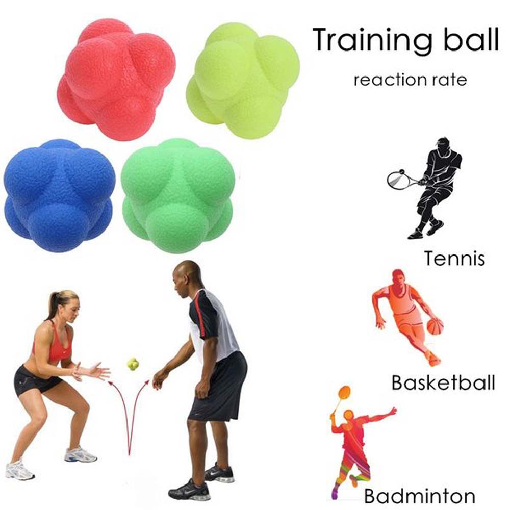 ZZFJT Interactive ซิลิโคนกีฬาฟิตเนสการประสานความเร็วบอลหกเหลี่ยม Reaction Ball Training Ball ลูกบอลออกกำลังกาย