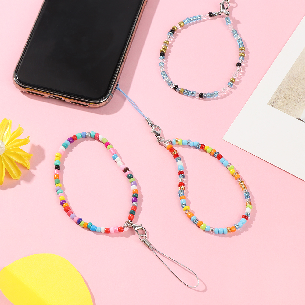 FANGCU272 Gift Colorful Phone Case Hanging Cord for Keys Phone Bracelet Mobile Chain Acrylic Bead Phone Charm Strap