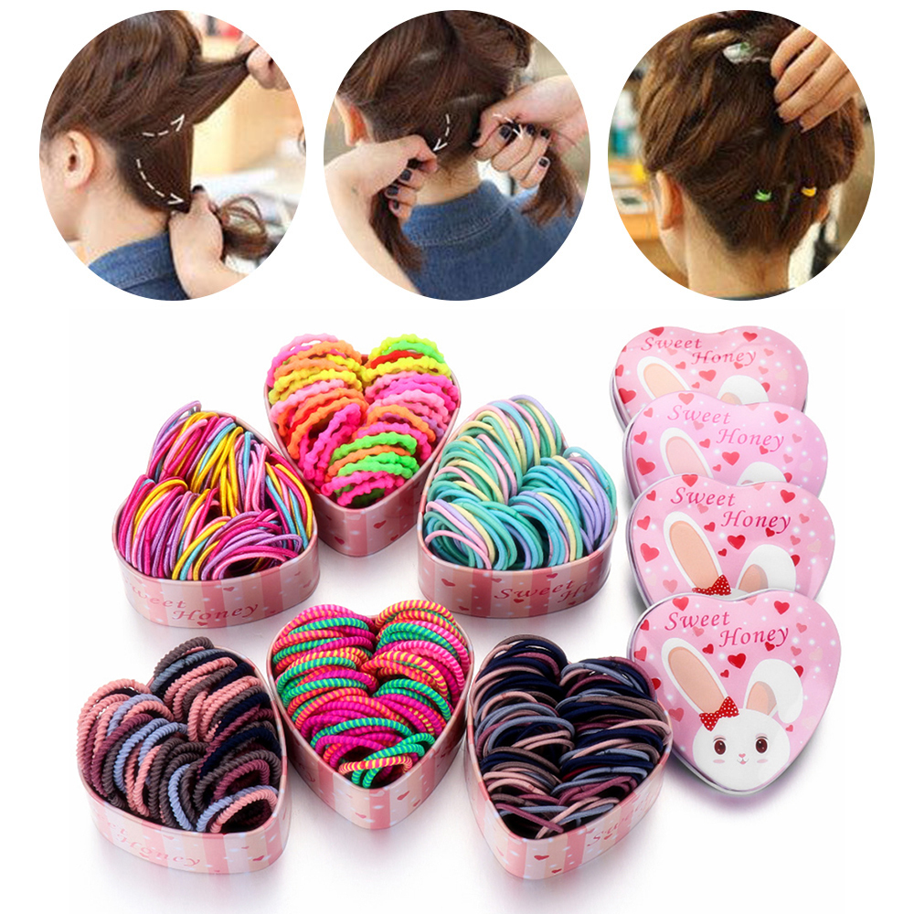 F8C503Y Colorful Elastic Basic Rubber Bands Scrunchie Ponytail Holder Kids Hair Ropes Girls Hair Bands