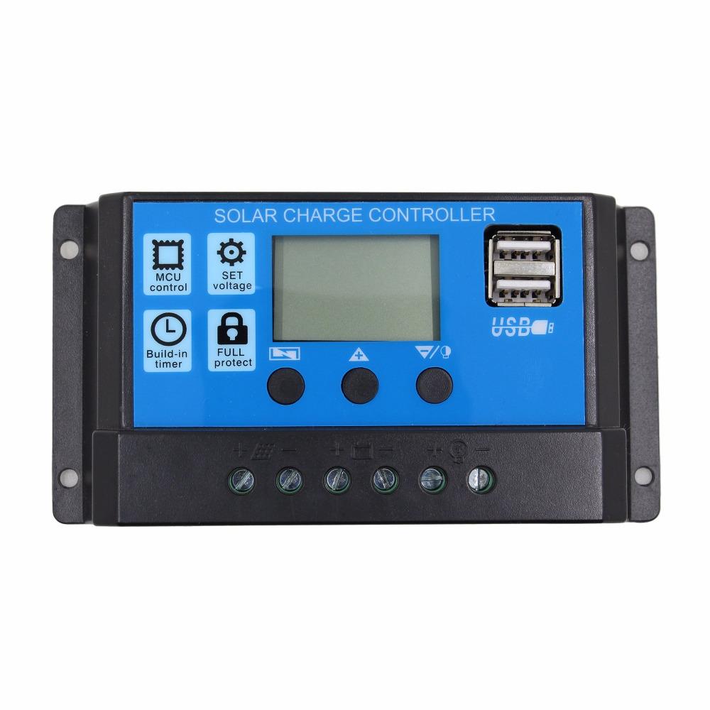 10A 12V 24V Auto work PWM Solar Charge Controller with LCD Dual USB 5V Output Solar Cell Panel Charger Regulato