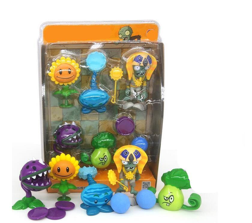 DM Plants vs. Zombies Toy Double HEAD peashooter Clover ชุดกล่องของขวัญของเล่น