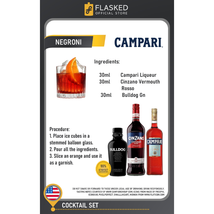 Negroni Bundle (Campari Bitter 750ml, Bulldog Gin 700ml, Cinzano Rosso –  Flasked Liquor Store