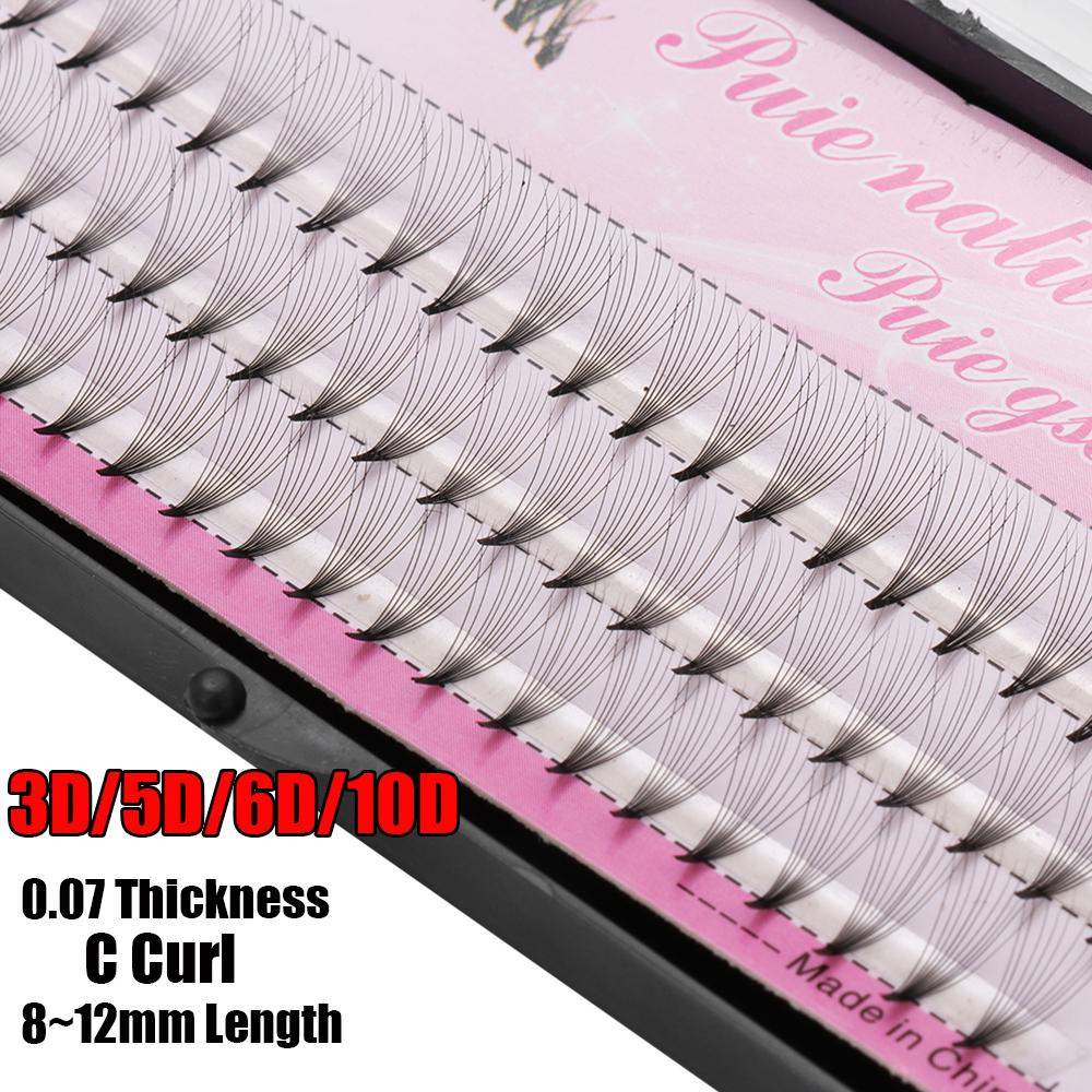 grqs คุณภาพสูงความหนา 0.07 มม. ปริมาณขนตาปลอมธรรมชาติ Mink สีดำขนตาส่วนบุคคล Lash Grafting