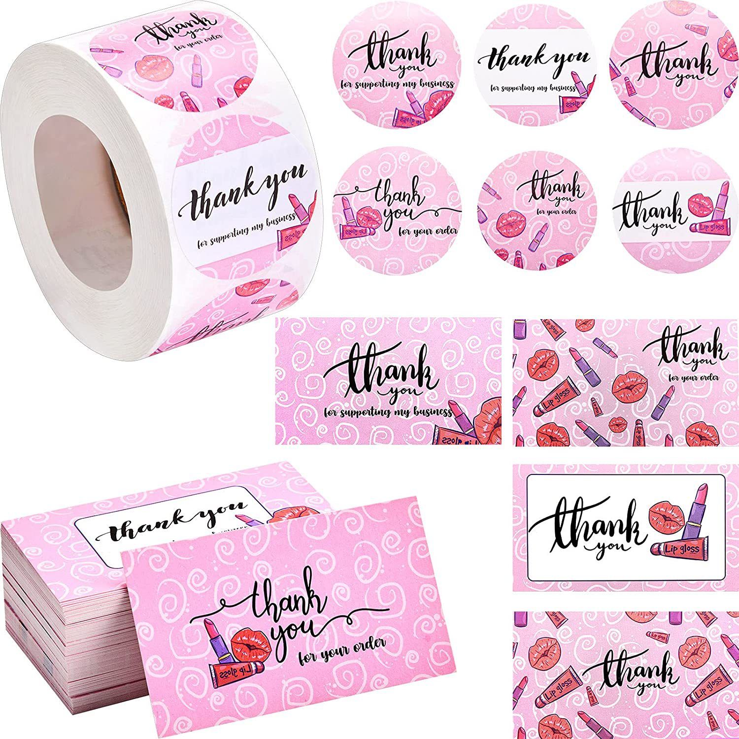 SIKONG 50/500PCS Handmade Candy Bags Paper Seal Label Thanks Greeting Cards Thank You Stickers Label Stickers Thank You Card