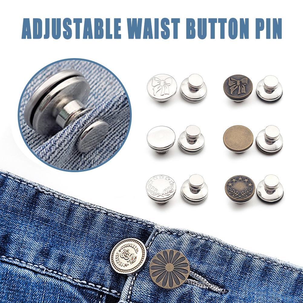 4/ 8pcs Adjustable Detachable Jeans Pin Buttons Nail Sewing-free