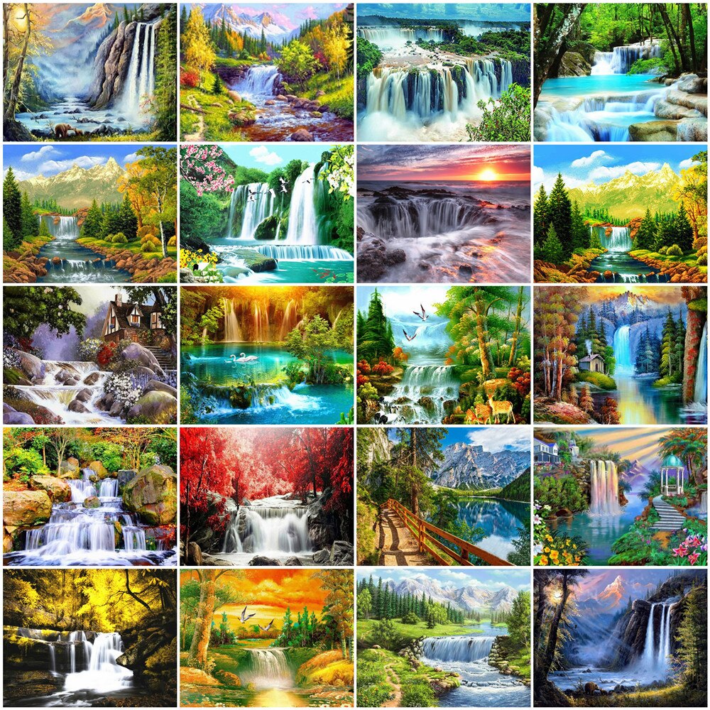Step By Step Waterfall Landscape Painting for Beginners » Hildur.K.O Art  blog