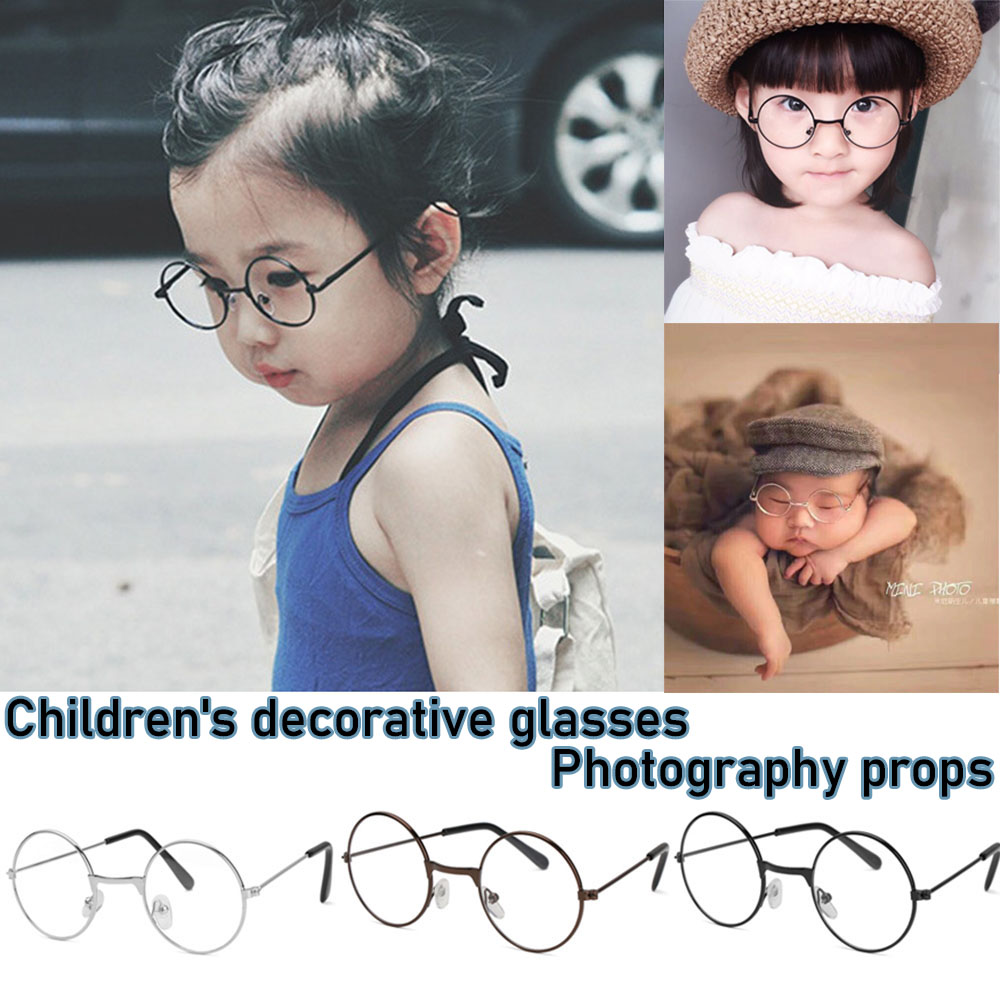 YANYAN New Fashion Decorative Glasses Flat Light Round Flexible And Portable Small Round Glasses Retro Clothing Accesories Children