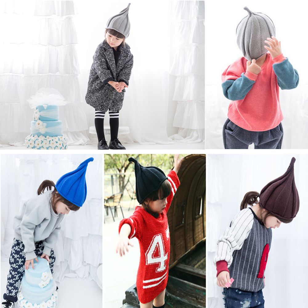 SYJY แฟชั่นฤดูหนาวเด็กหมวกไหมพรมสำหรับเด็กชายหญิงเด็ก Twisted Crochet หมวกแหลมเสื้อผ้าอุปกรณ์เสริม