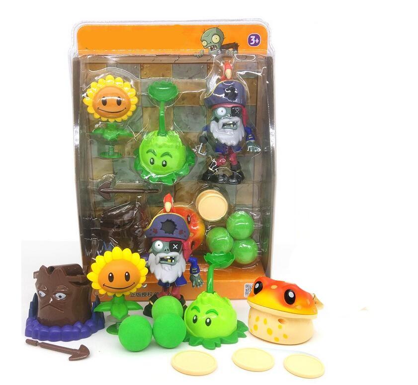 DM Plants vs. Zombies Toy Double HEAD peashooter Clover ชุดกล่องของขวัญของเล่น