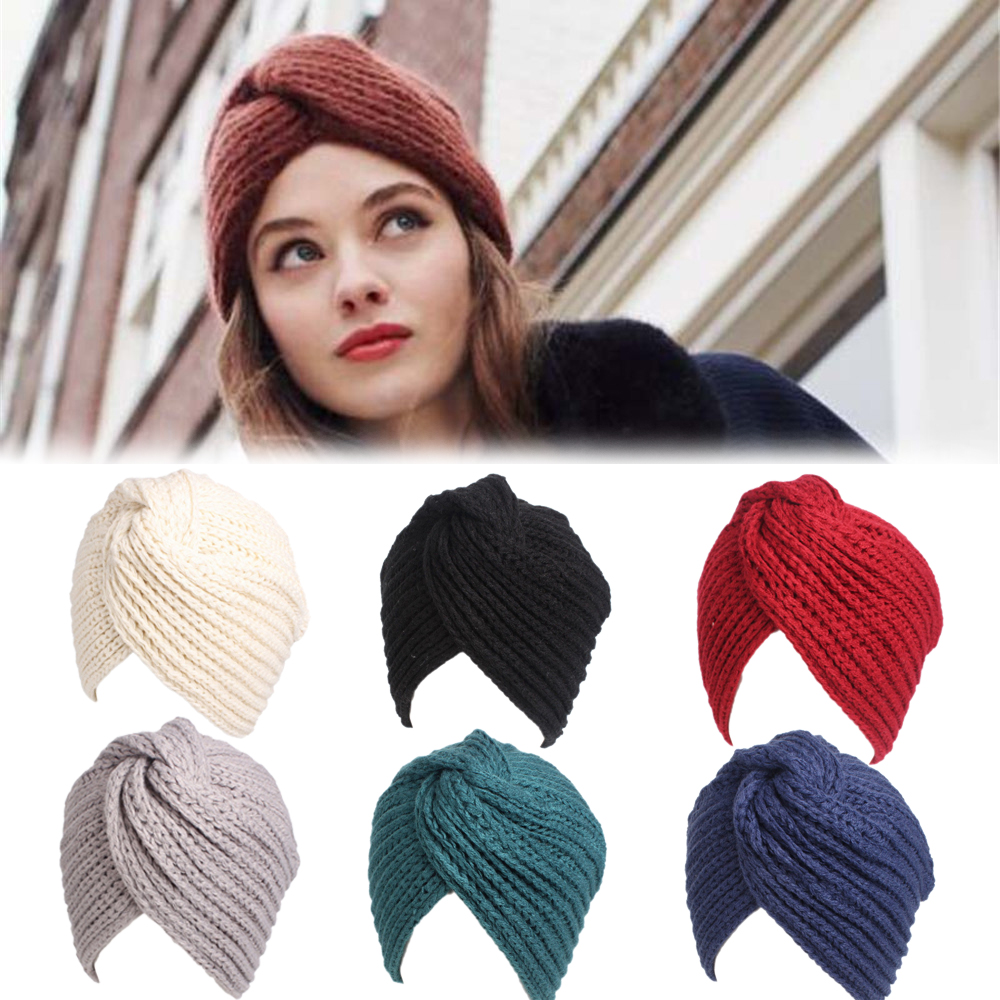 GAOJINDU19 Autumn Winter Hair band Knitted Hair Accessories Head Wrap Caps Women Felt Hat Ladies Turban Twist Headwrap Hat
