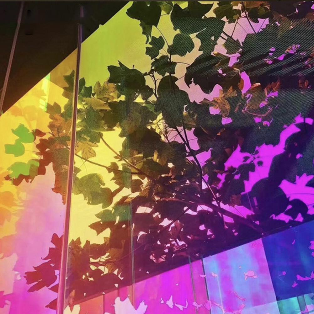 Holographic Clear Window Film Iridescent Window Dichroic Film Decorative  Glass Sticker Self-Adhesive Rainbow Cellophane Roll