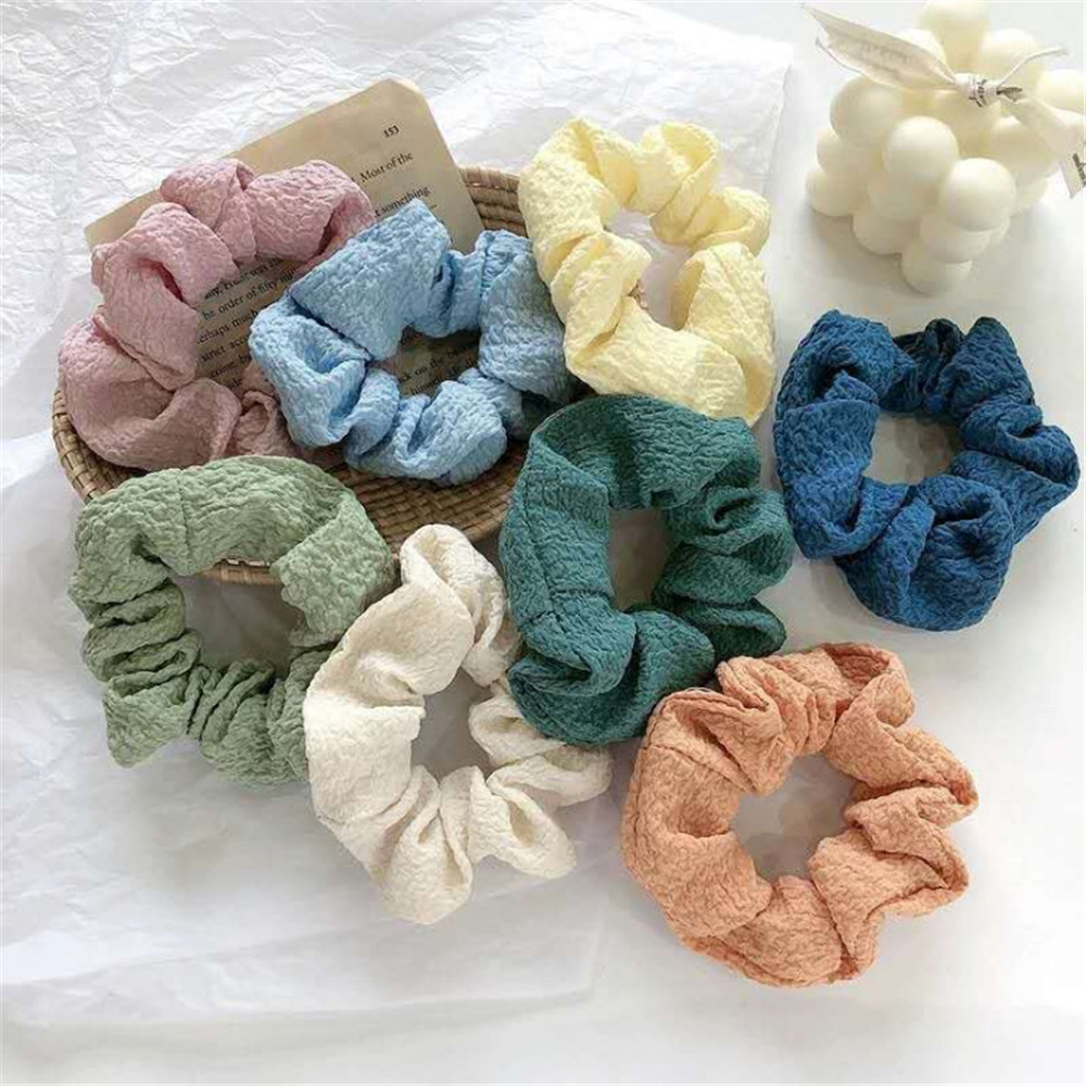 SIKONG แฟชั่นสาวเกาหลีสีลูกอม Scrunchies เชือกรัดผมที่มัดผมหางม้ายืดหยุ่นยางรัดผมยางรัด