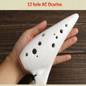Porcelain Pottery Ocarina Flute 12-Holes Alto C AC White Instrument Gift June 2018 - 2 Porcelain Pottery Ocarina Flute 12-Holes Alto C AC White Instrument Gift - 2