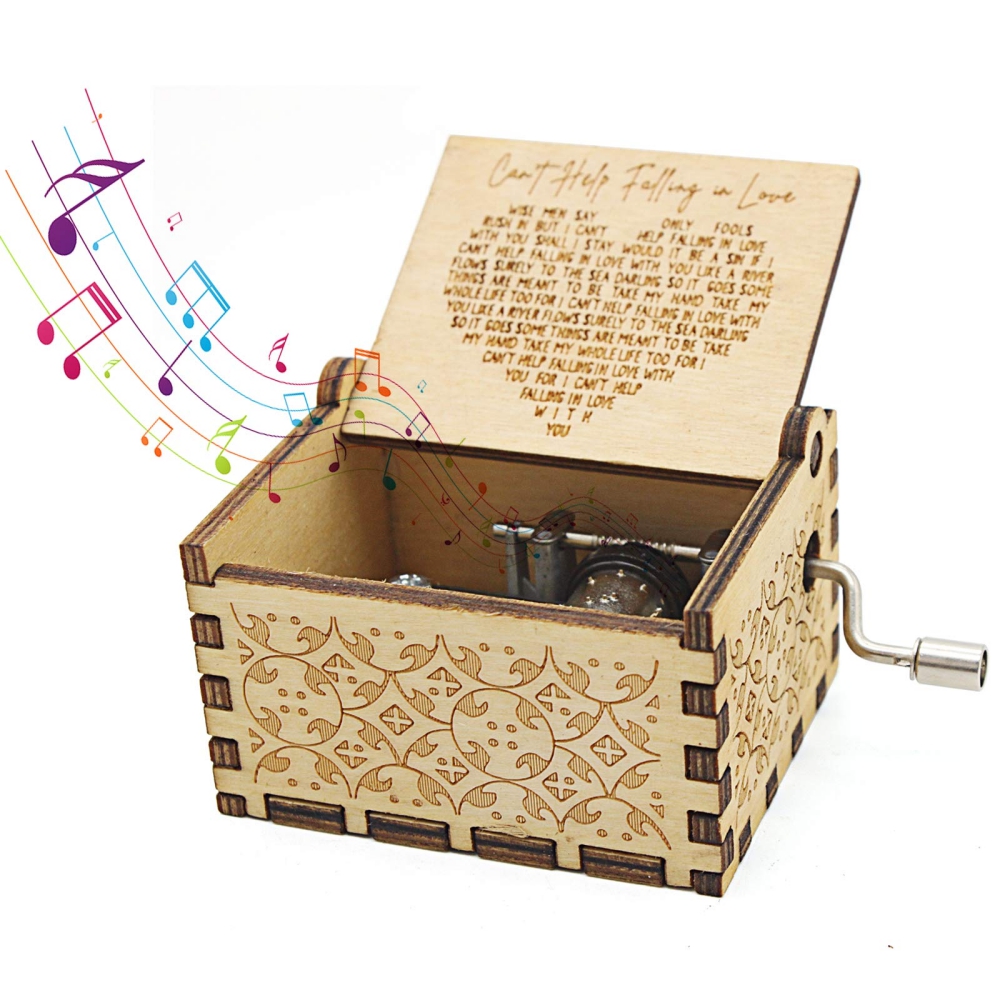 ORANGEJOY ภรรยาไม้ของขวัญวันวาเลนไทน์ของขวัญวันเกิดแกะสลัก Hand-Cranked กล่องดนตรี Vintage