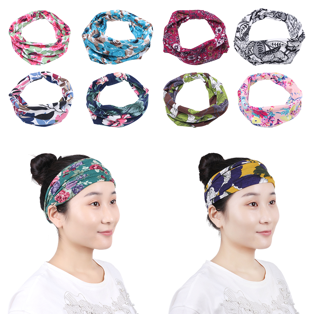 F8C503Y 30 colours Ladies Hair Accessory Bandana Turban Hair Band Head Wrap Wide Hairband Stretch Elastic Headband