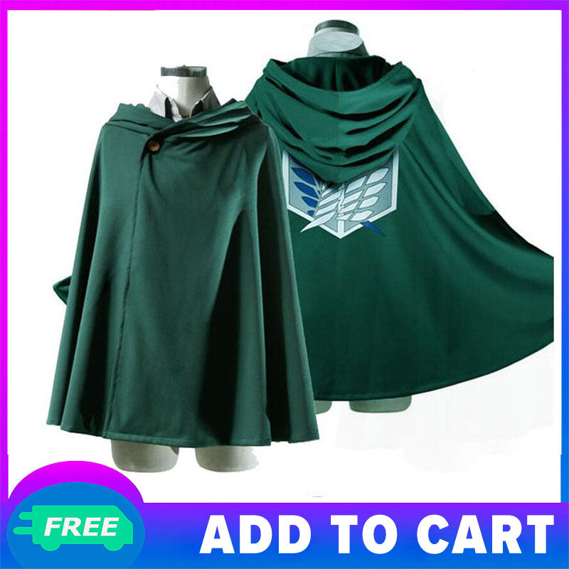 Anime Attack On Titan Unisex Trang Phục Cosplay Áo Choàng Màu Xanh Lá Cây Phong Trào Hướng Đạo Áo Khoác Có Mũ
