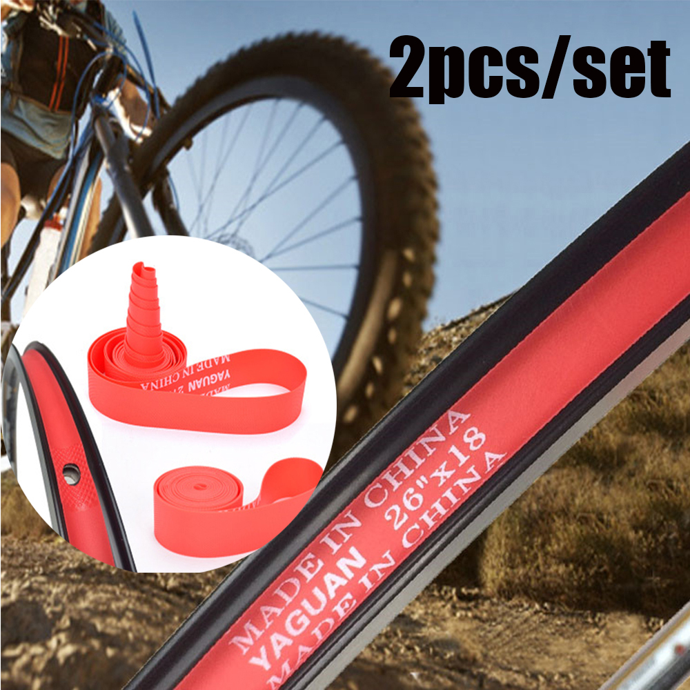 Juicypeachnu 2 ชิ้นทนทานสีแดงใหม่ด้านบนป้องกันการเจาะเทปแผ่นจักรยานยางซับจักรยานยางใน