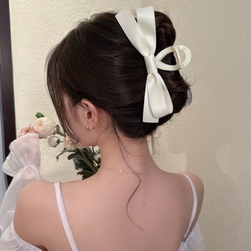 Clip nơ cài màu đen phong cách Hepburn Clip nữ lớn cảm giác cao cấp tấm lưới tóc đỏ kẹp tóc sau đầu cá mập Clip mũ