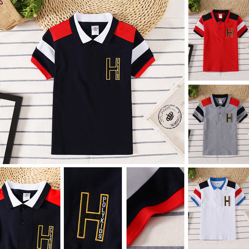 Áo bé trai polo chàng trai áo thun trẻ em Cotton nguyên chât áo thun 3-16tuổi Đồng phục