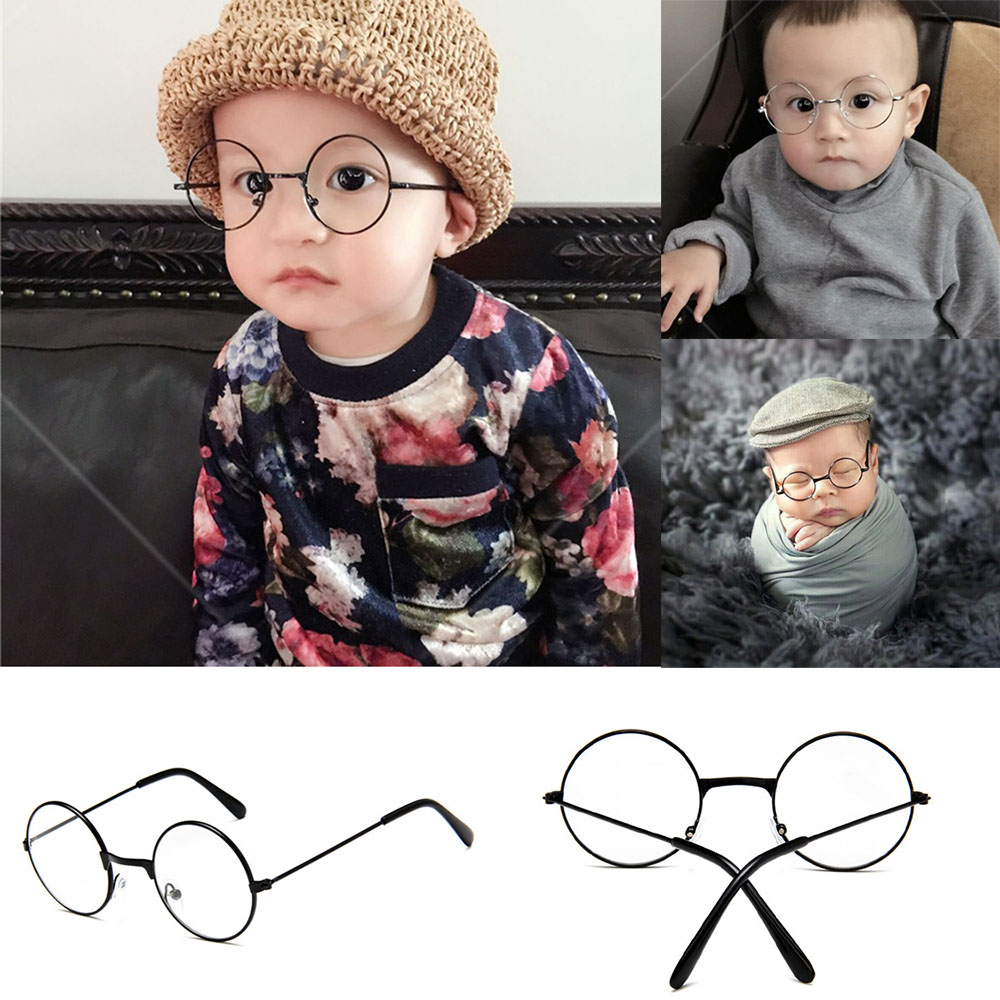 SOUMNS SPORTS Photo Studio Shooting Round Decorative Glasses Girl Boy Flat Light Small Round Glasses Retro Children