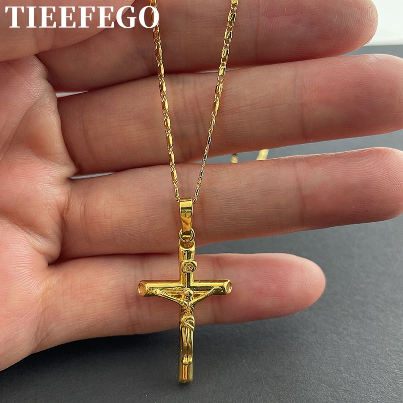 Gold chain store with cross women's