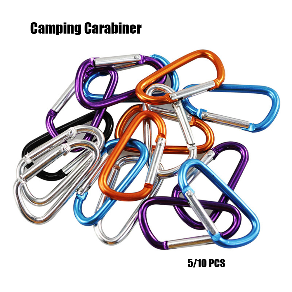 AGONIE กีฬา5/10Pcs คุณภาพสูง7สีอลูมิเนียมอุปกรณ์ความปลอดภัย Camping Hiking Hook Carabiner หัวเข็มขัดไต่เขาพวงกุญแจหัวเข็มขัด