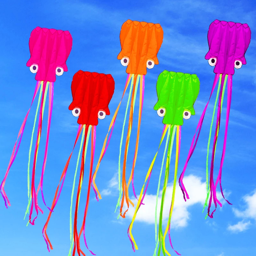 DSFSK เครื่องมือบินกลางแจ้งของเล่นการ์ตูนว่าวอ่อนขนาดใหญ่ Octopus Long Tail Kite ว่าวปลาหมึก3D ว่าวปลาหมึกว่าวลอยได้สัตว์ Kite