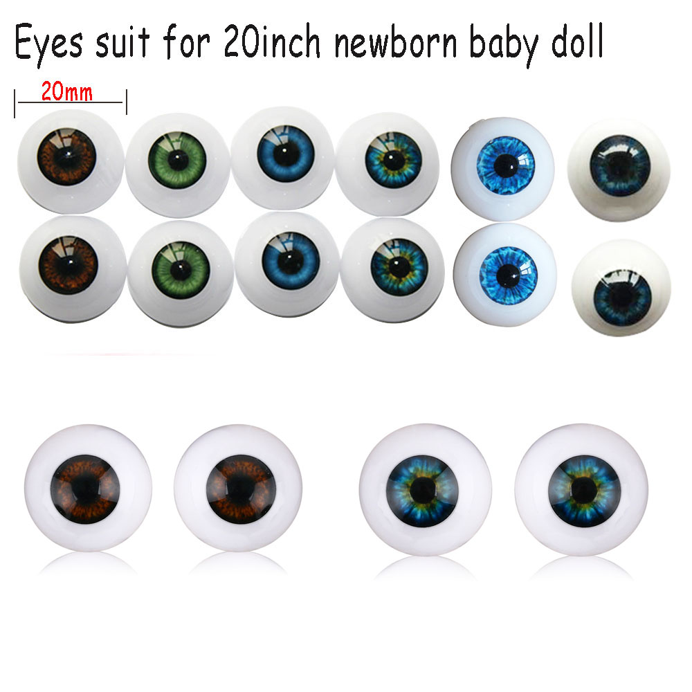 SWRJGM SHOP 1pair 20MM Kids Toy Accessories Real Like Animal Realistic Dolls Eyes Half Round Hollow 20inch new Baby Eyeballs