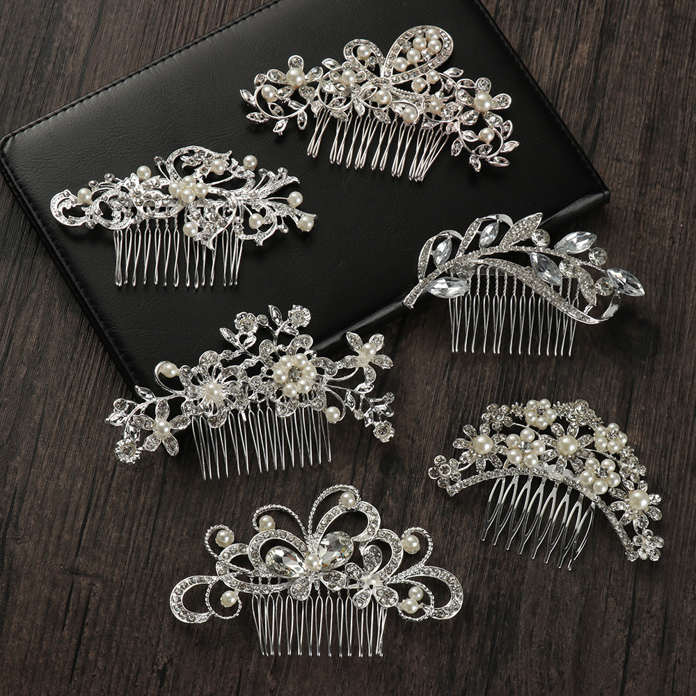 SIKOU30 Jewelry Headpieces Flower Leaf Hair Accessories Bridesmaid Hairpins Wedding Hair Clips Bridal Hair Comb Crystal Pearls